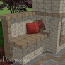 Outdoor Fireplace with Wood Box and Bench - Heritage Collection